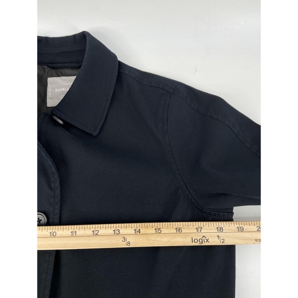 Everlane Trench Coat Women 6 Black Cotton Twill Classic Preppy - Picture 4 of 5